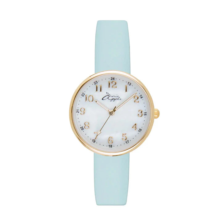 Annie Apple Nurses Fob Watch - Venus - Gold Mesh - Blue Leather - 35mm
