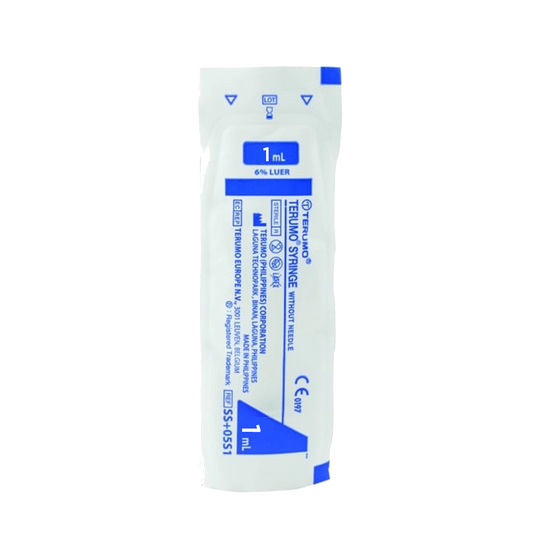 Lavender Terumo 3-part Syringe 1ml concentric luer slip x100