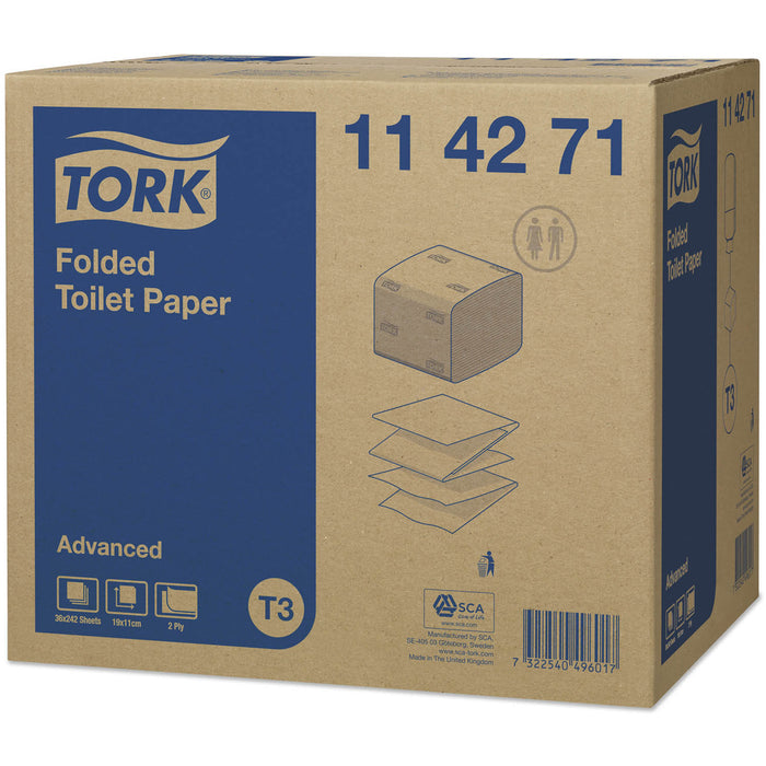 Rosy Brown Tork folded toilet paper 2 ply x 242 sheets x 36 Rolls