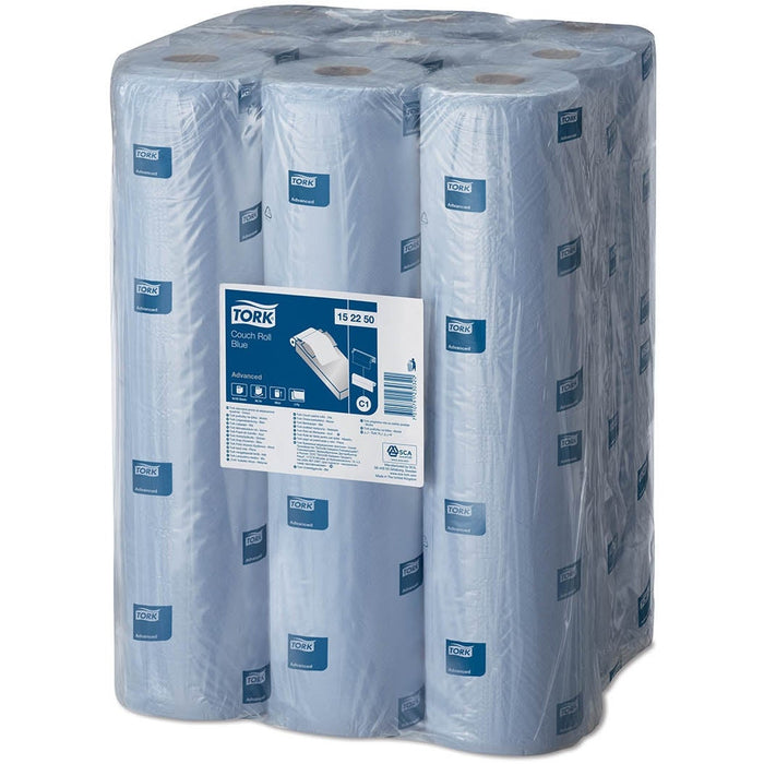 Light Slate Gray Tork Advanced Blue Couch Roll 2Ply - 152250 - Case of 9 Rolls x 56m