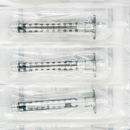 Light Gray B & D 1ml Leur-Lok Plastipak per Box of 100