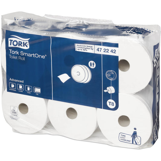 Light Gray Tork SmartOne Toilet Roll Advanced 2Ply - 472242 - Case of 6 x 1150 Sheets