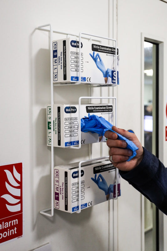 Gray Universal Triple Glove Dispenser Rack