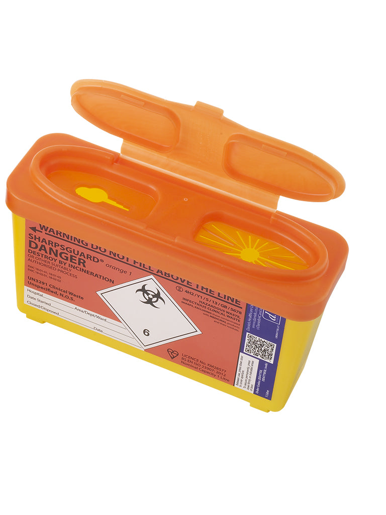 Chocolate Sharpsguard orange 1 Ltr Sharps Bin