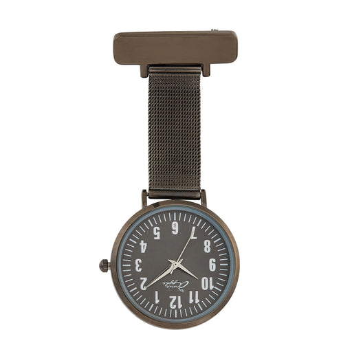 Dim Gray Annie Apple Nurses Fob Watch - Aurora - Silver/Gunmetal - Mesh - 35mm