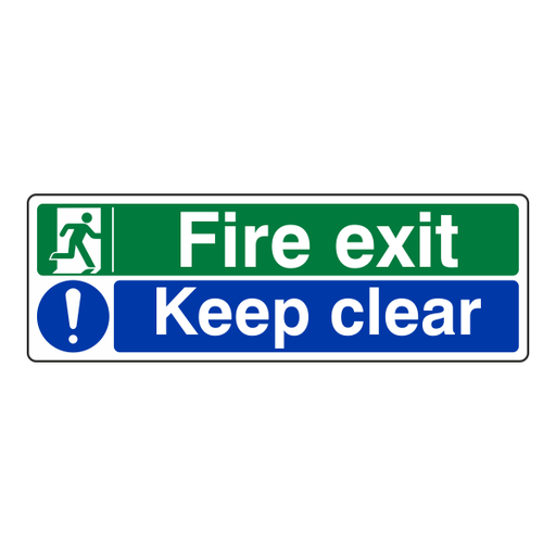 Medium Blue Fire Exit Sign - Keep Clear