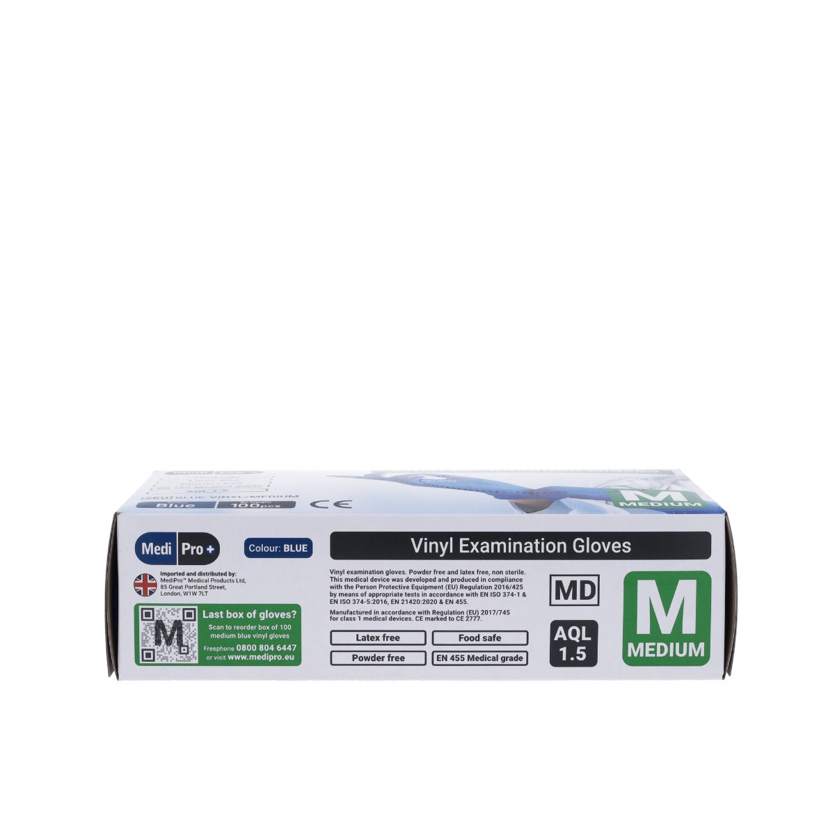 Light Gray Blue Vinyl Exam Gloves - Cat III PPE x 100