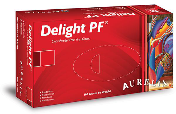 Firebrick Delight Powder Free Vinyl Gloves - Clear - Box Of 100