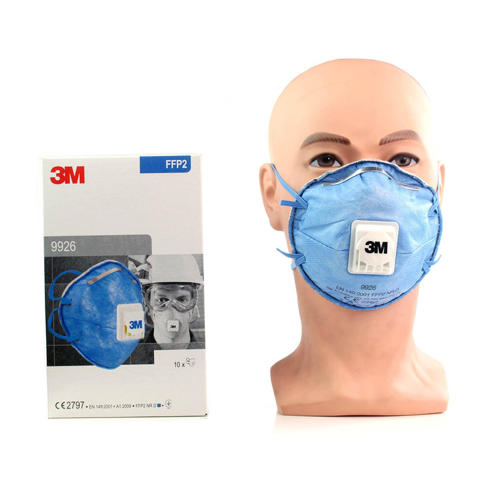 Light Gray 3M™ Particulate Respirator Face Mask FFP2 Valved - 9926 - Box of 10