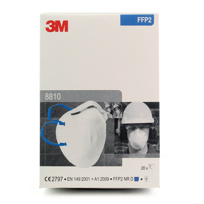 Light Gray 3M™ Particulate Respirator Face Mask FFP2 Unvalved - 8810 - Box of 20
