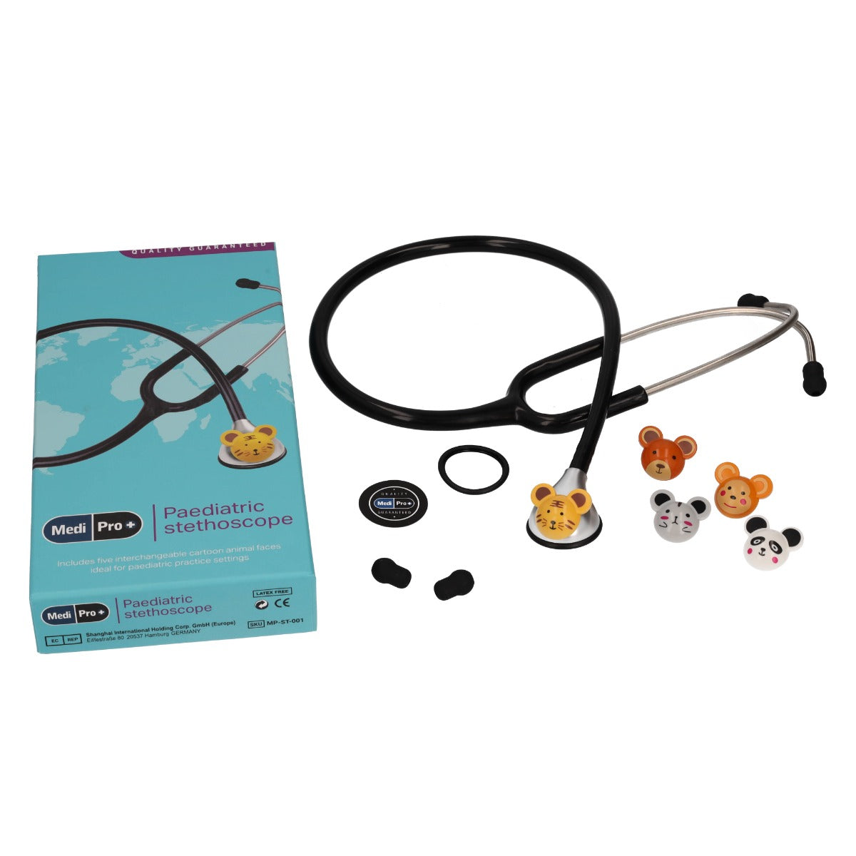 Cadet Blue Paediatric Stethoscope With Clip-on Animal Faces