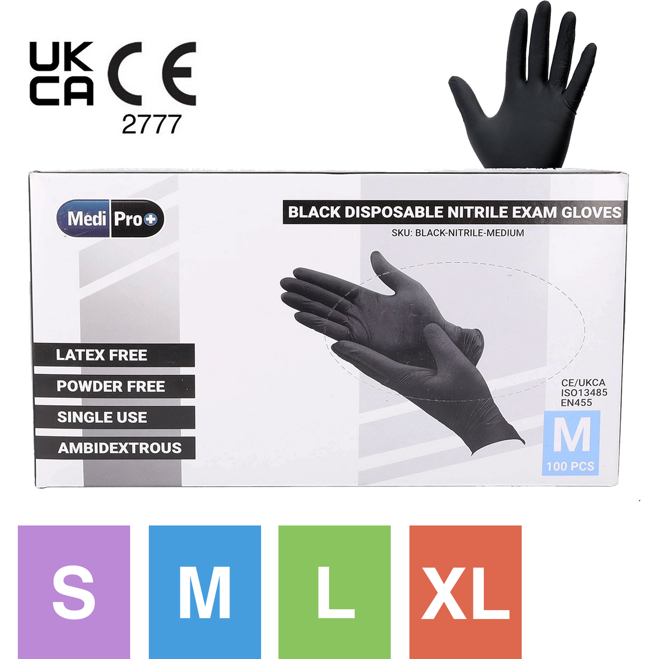 Dark Slate Gray MediPro Black Nitrile Gloves - Box of 100