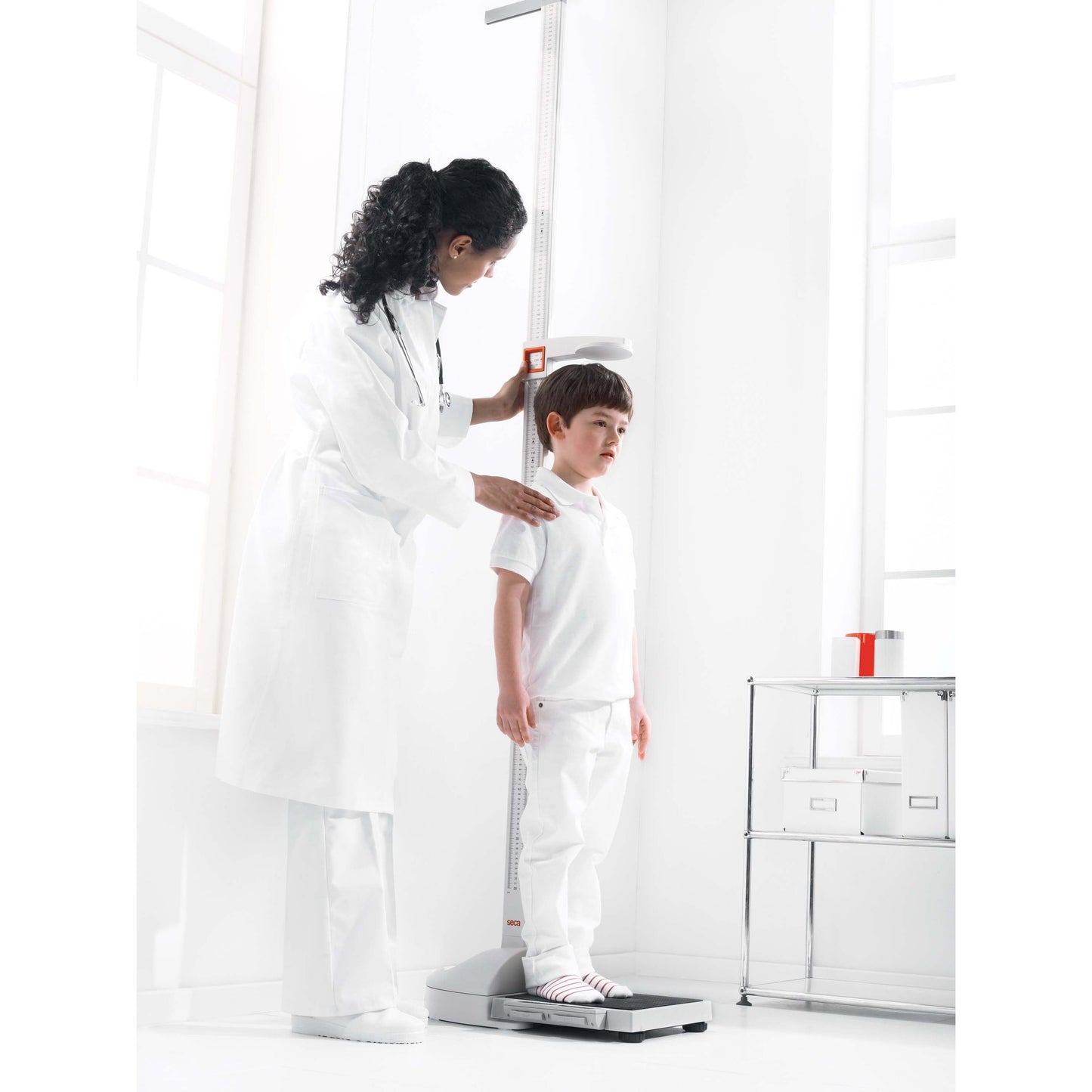 White Smoke seca 217 - Portable Stadiometer Combinable with Flat Scale