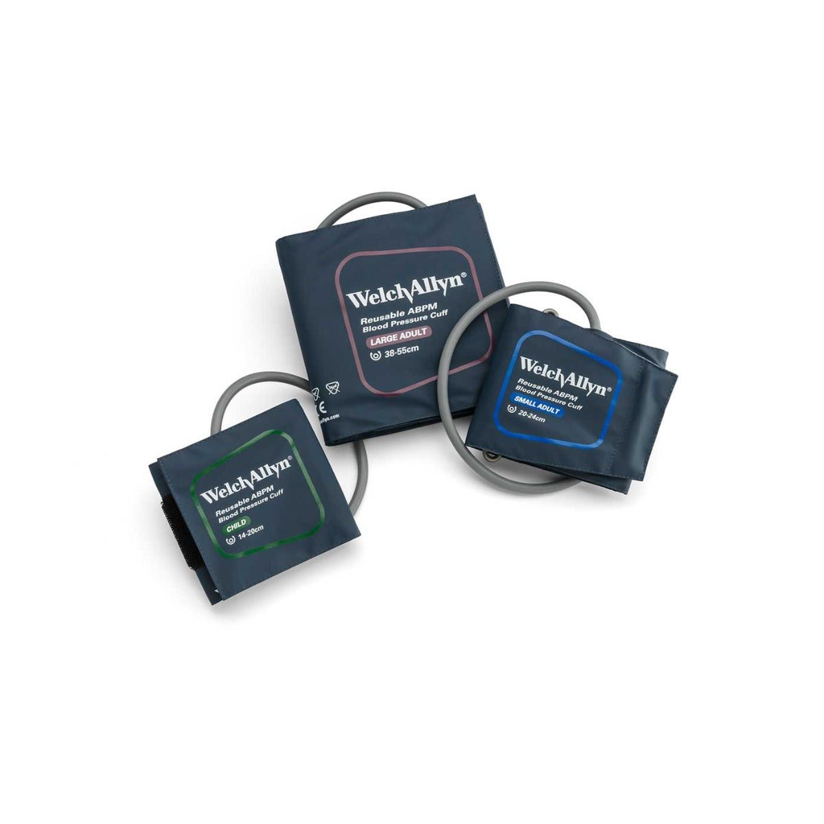 Dark Slate Gray Welch Allyn ABPM 7100 3 Cuff Set (Child, small adult & extra large)