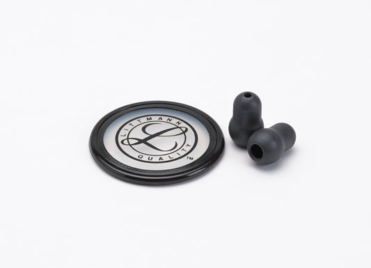 Littmann stethoscope spare parts kit 40022, featuring grey ear tips and a grey tunable diaphragm