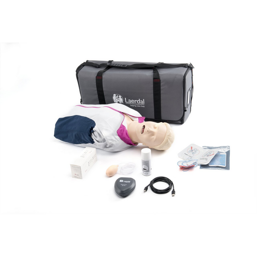 Light Gray Resusci Anne QCPR AED Airway Head Torso with Carry Bag