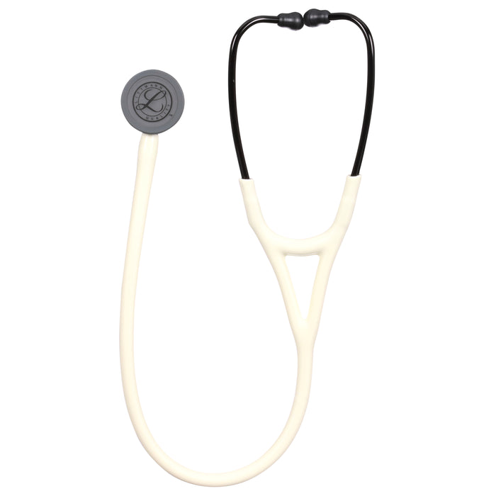 A 3M™ Littmann® Cardiology IV Diagnostic Stethoscope: Satin Alabaster Tube 6186C with a gray chest piece isolated on a white background.