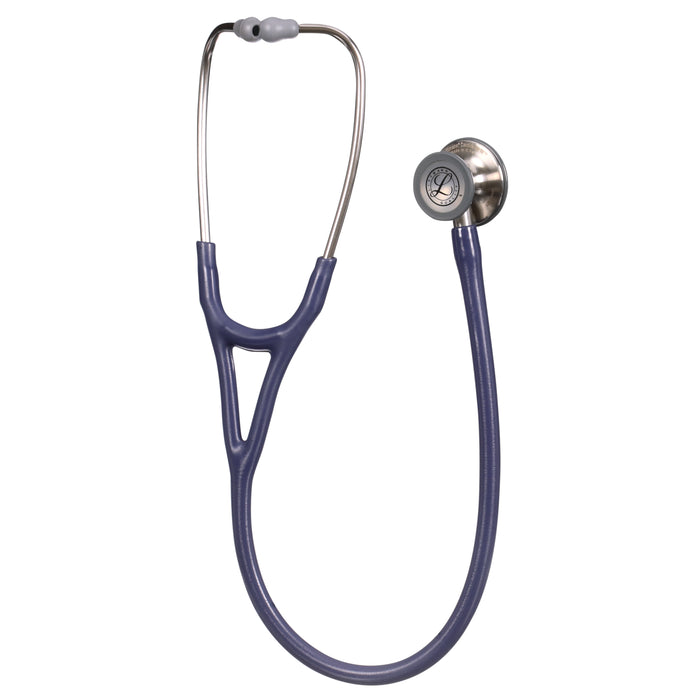 A dark blue 3M™ Littmann® Cardiology IV Diagnostic Stethoscope with a metallic diaphragm, isolated on a white background.