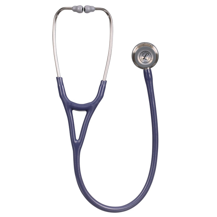 A Satin Midnight Blue 3M™ Littmann® Cardiology IV Diagnostic Stethoscope with a silver chest piece on a white background.