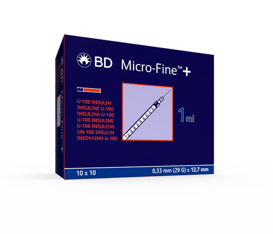 BD Micro Fine+ 1ml Insulin Syringe & Needle 29g x 12.7mm x 100