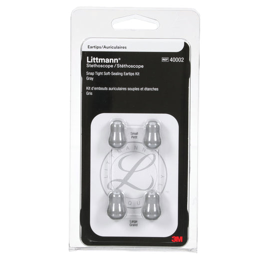 Dark Slate Gray 3M Littmann Snap Tight Soft-Sealing Eartips, Grey Small & Large