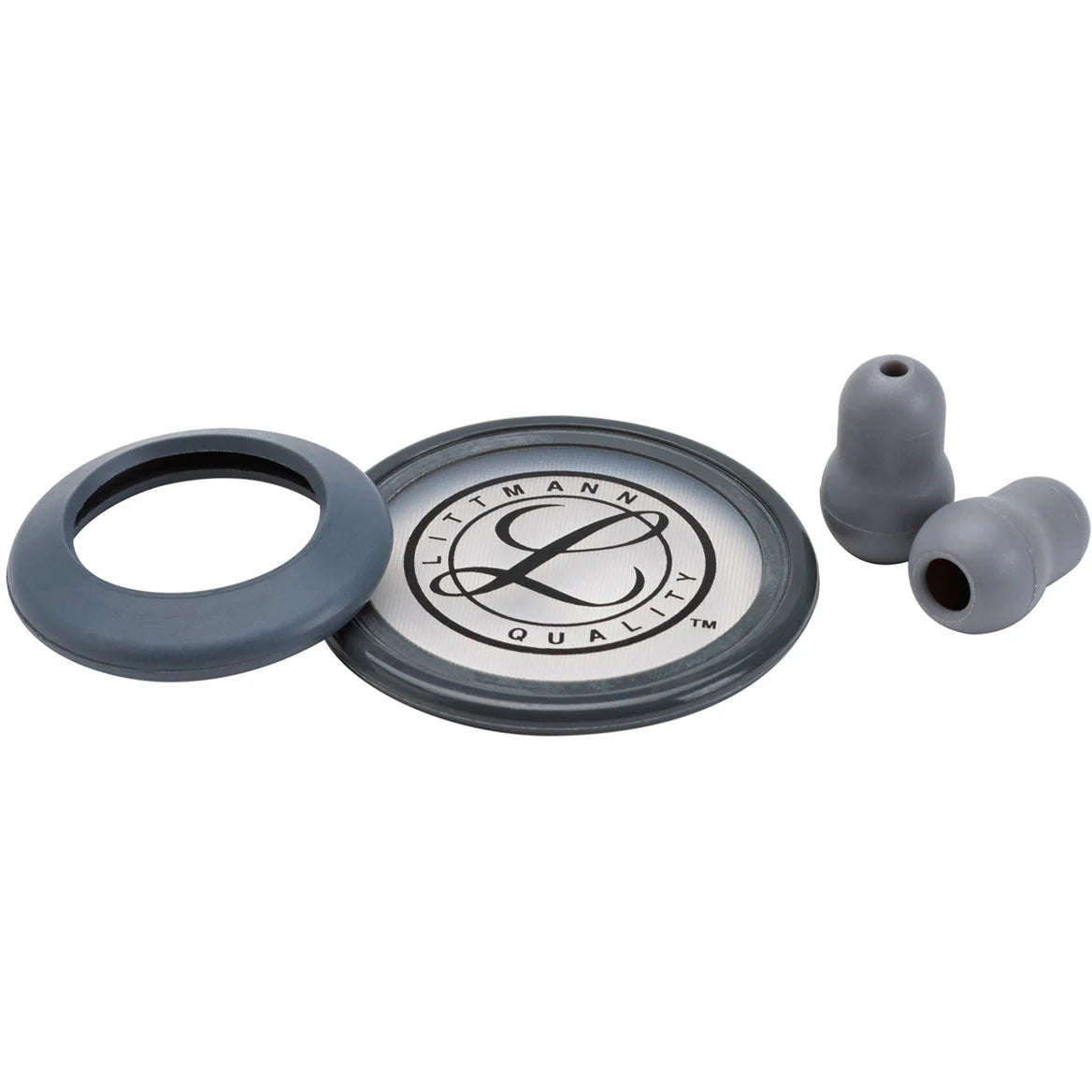Littmann stethoscope spare parts kit 40006, including black ear tips and a grey tunable diaphragm for Classic II S.E.