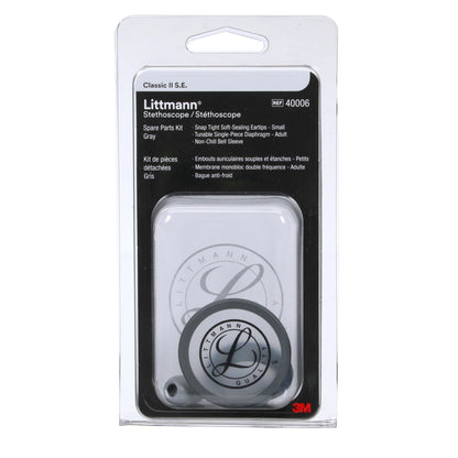 Littmann stethoscope spare parts kit 40006, including black ear tips and a grey tunable diaphragm for Classic II S.E.