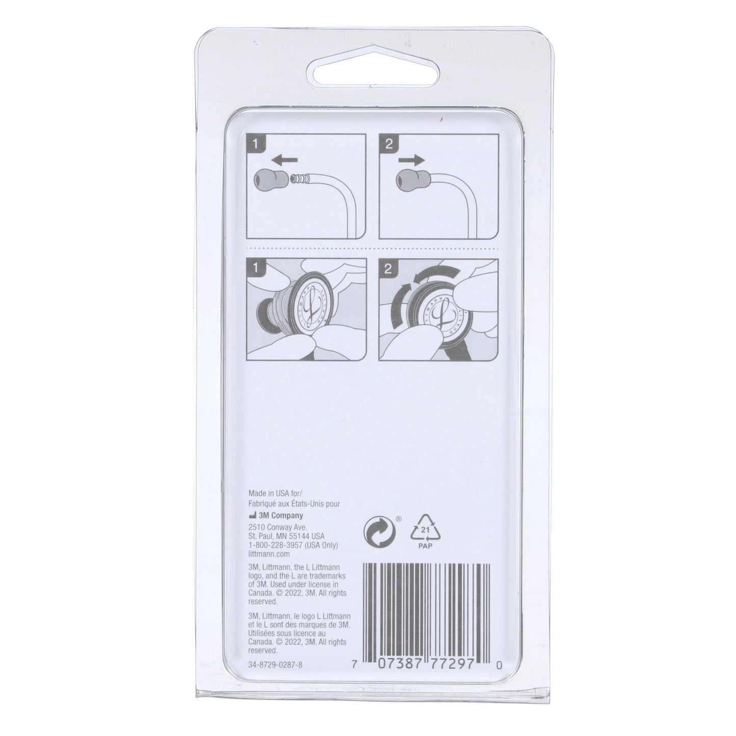 Littmann stethoscope spare parts kit 40006, including black ear tips and a grey tunable diaphragm for Classic II S.E.