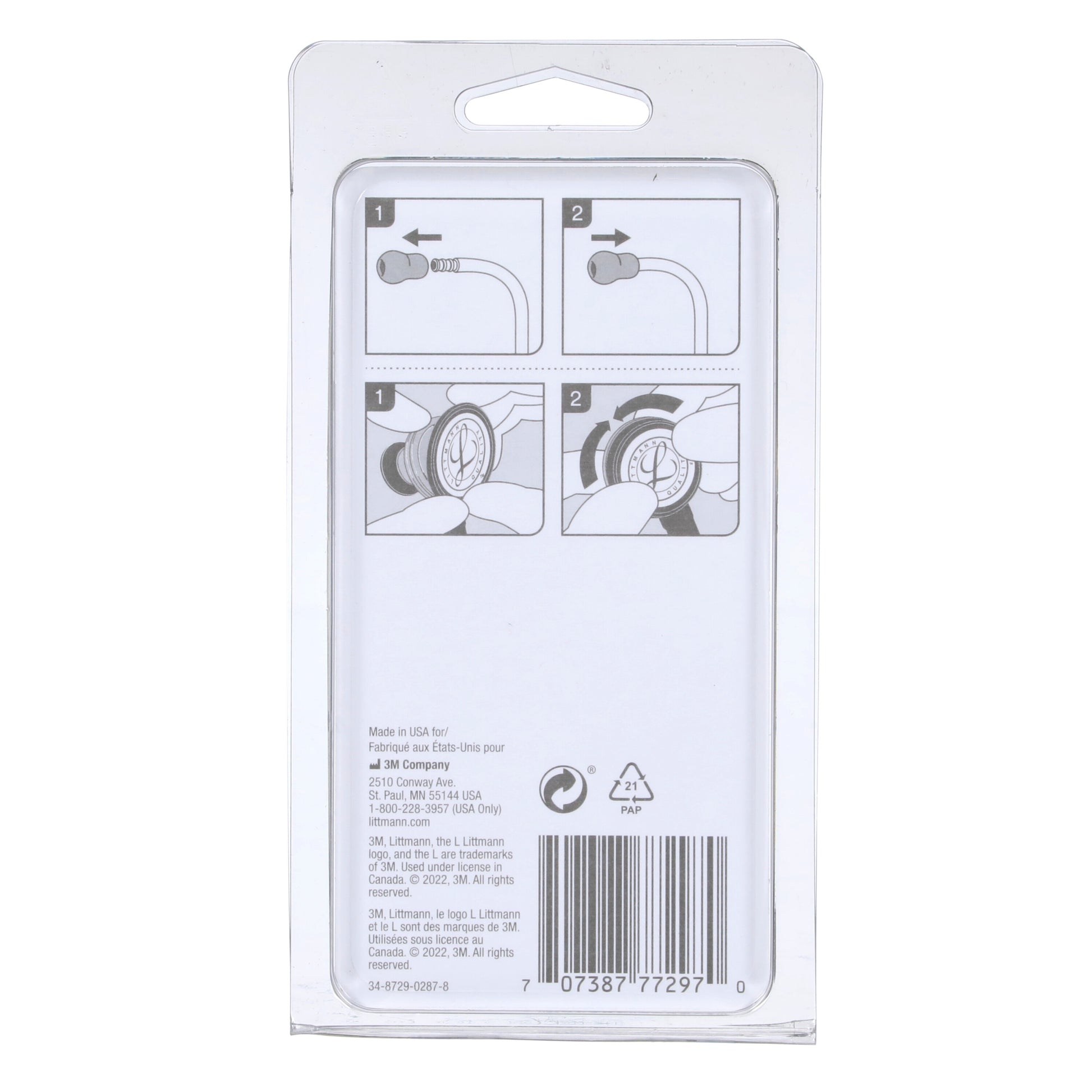 Littmann stethoscope spare parts kit 40006, including black ear tips and a grey tunable diaphragm for Classic II S.E.