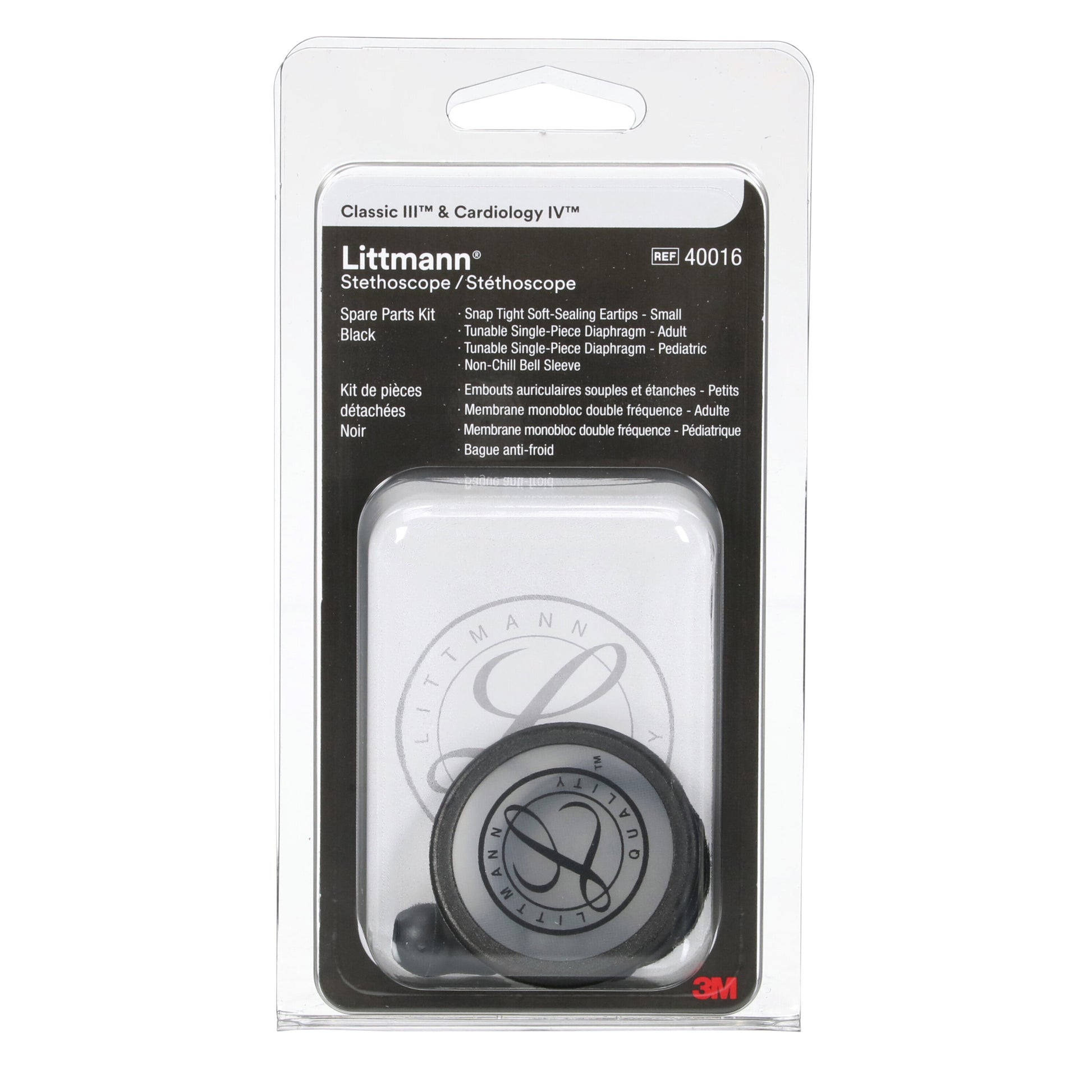 Light Gray 3M™ Littmann® Stethoscope Spare Parts Kit, Classic III/Cardiology IV/CORE - Black
