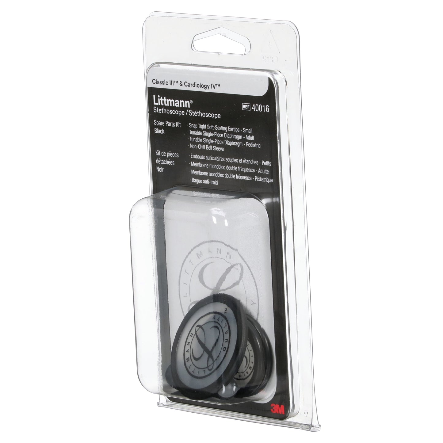 Light Gray 3M™ Littmann® Stethoscope Spare Parts Kit, Classic III/Cardiology IV/CORE - Black
