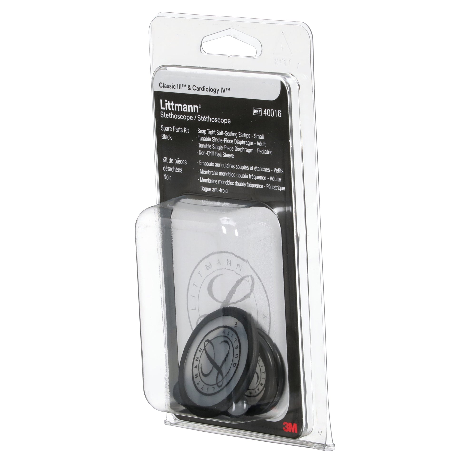 Light Gray 3M™ Littmann® Stethoscope Spare Parts Kit, Classic III/Cardiology IV/CORE - Black