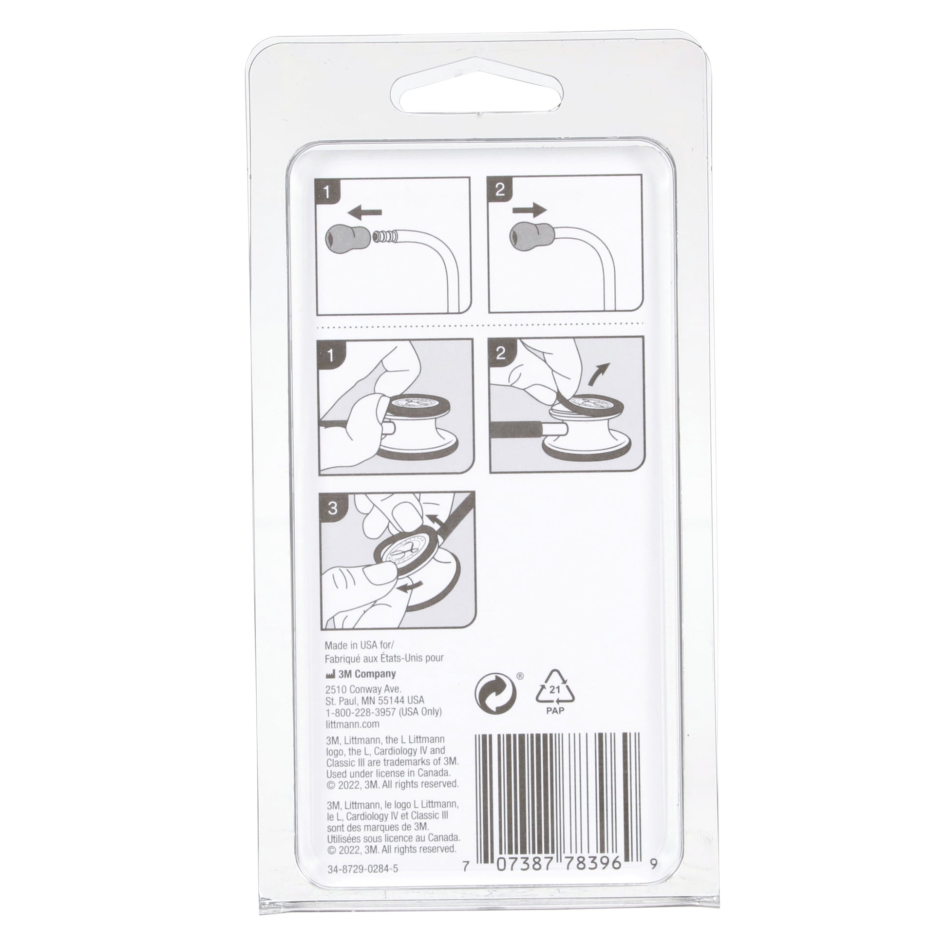 Light Gray 3M™ Littmann® Stethoscope Spare Parts Kit, Classic III/Cardiology IV/CORE - Black