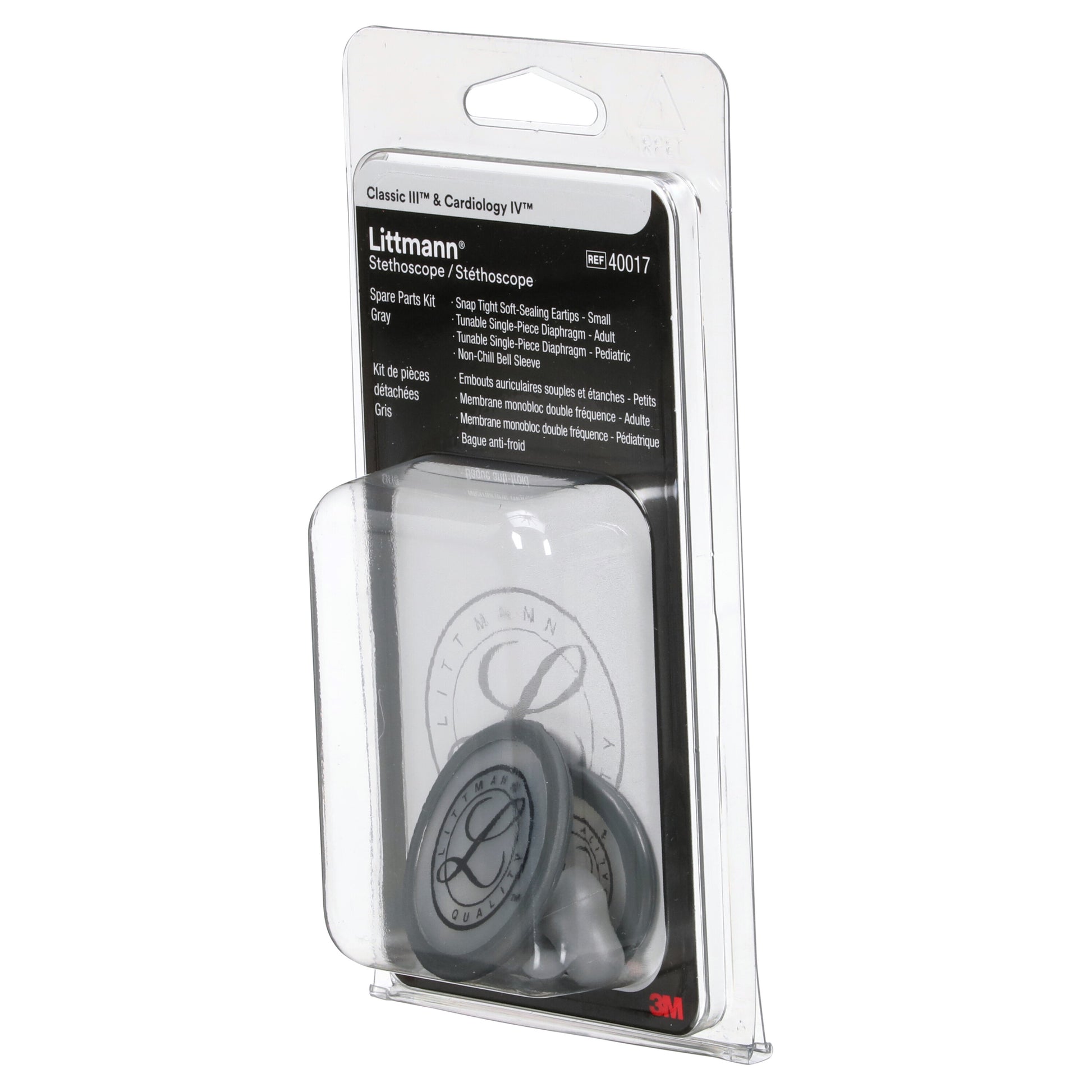 Light Slate Gray 3M™ Littmann® Stethoscope Spare Parts Kit, Classic III/Cardiology IV/Core - Grey