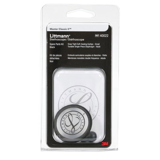 Littmann stethoscope spare parts kit 40022, featuring grey ear tips and a grey tunable diaphragm