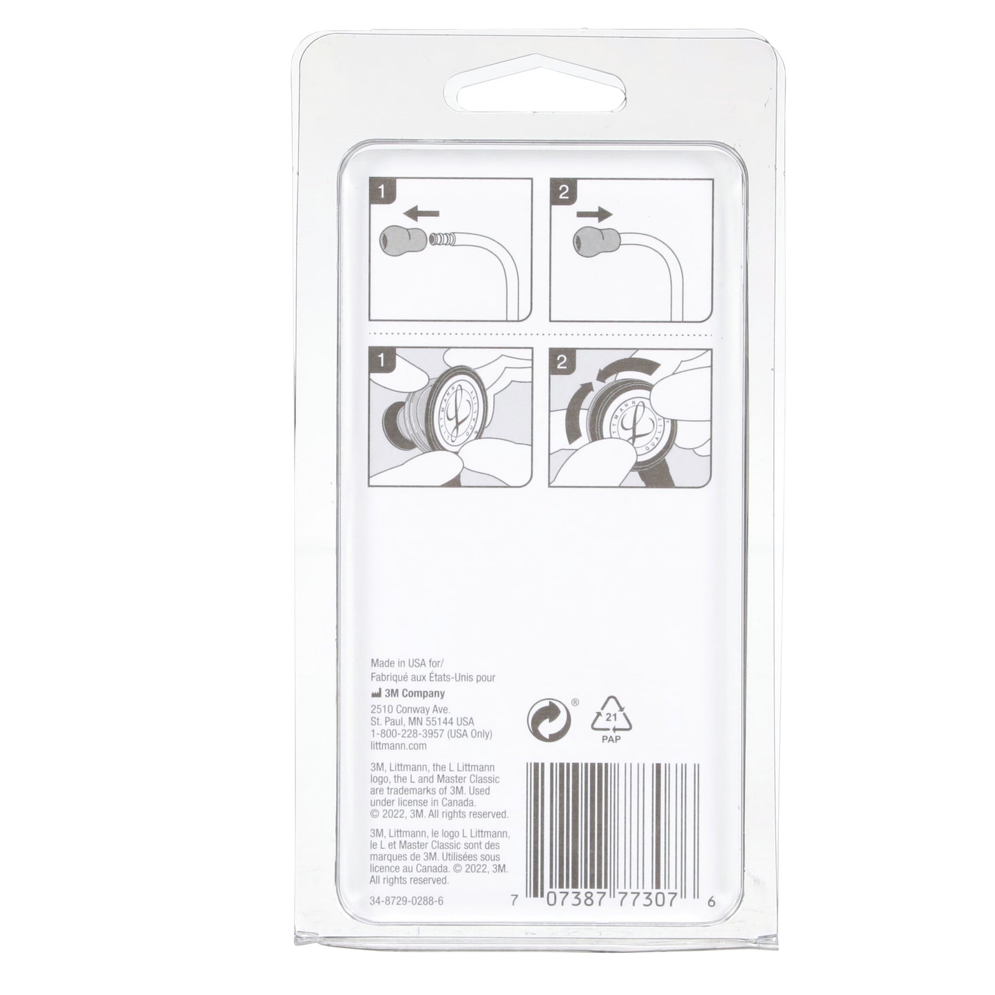 Littmann stethoscope spare parts kit 40022, featuring grey ear tips and a grey tunable diaphragm