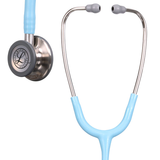 3M™ Littmann® Classic III Monitoring Stethoscope: Satin Marine Blue Tube 5912C with a silver chest piece and dual tunable diaphragms against a white background.