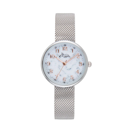 Annie Apple Nurses Fob Watch - Venus - Silver Mesh - Blush Leather - 35mm