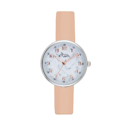 Annie Apple Nurses Fob Watch - Venus - Silver Mesh - Blush Leather - 35mm