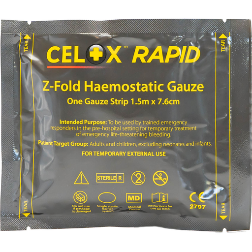 Dim Gray Celox Rapid Haemostatic Gauze - 5ft Z-Fold