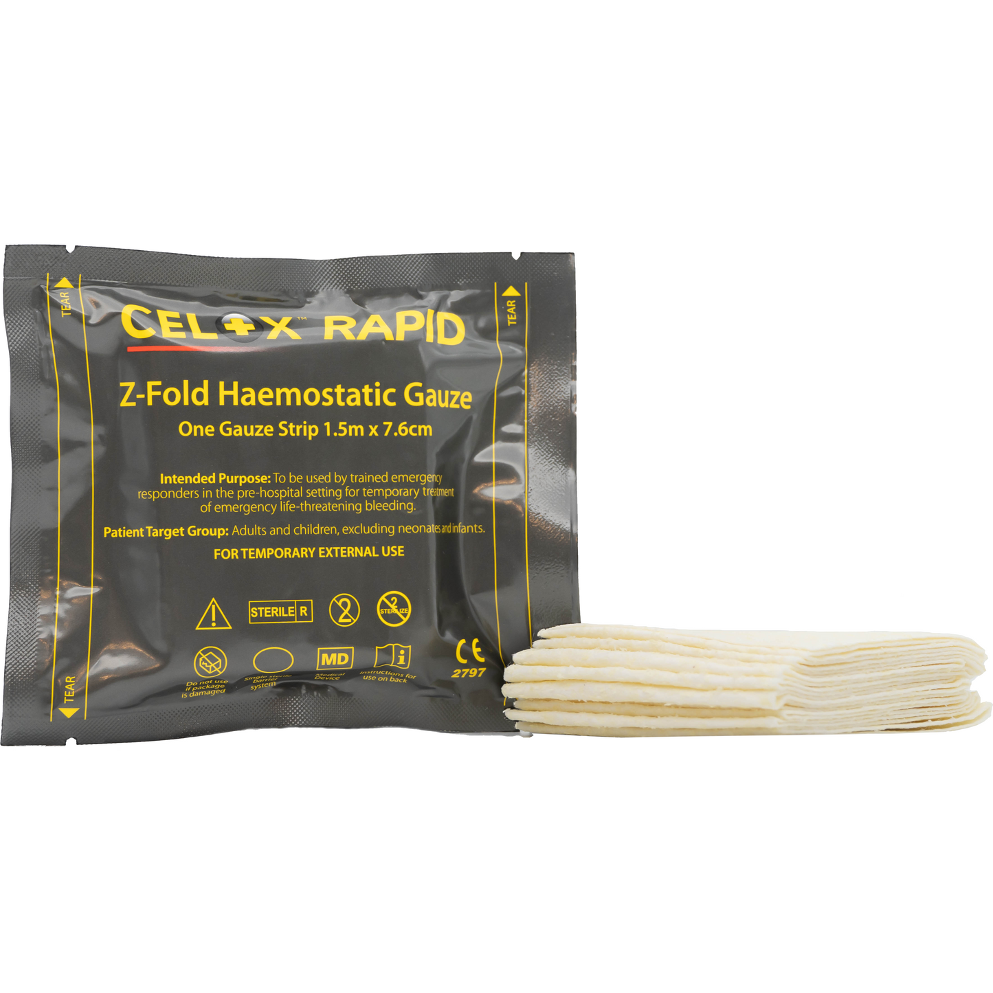 Dim Gray Celox Rapid Haemostatic Gauze - 5ft Z-Fold