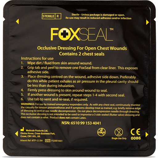 Black Foxseal Occlusive Chest Seal - Twin Pack