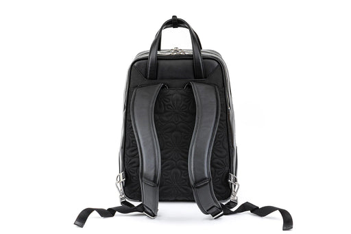 A black vegan backpack with straps and a zipper, like The Elsie Medical Bag in Black by IYASU.