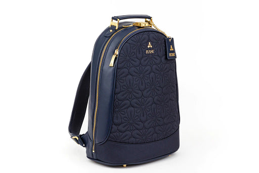 A Mae Medical Bag in Indigo with gold accents and ergonomic distribution by IYASU.
