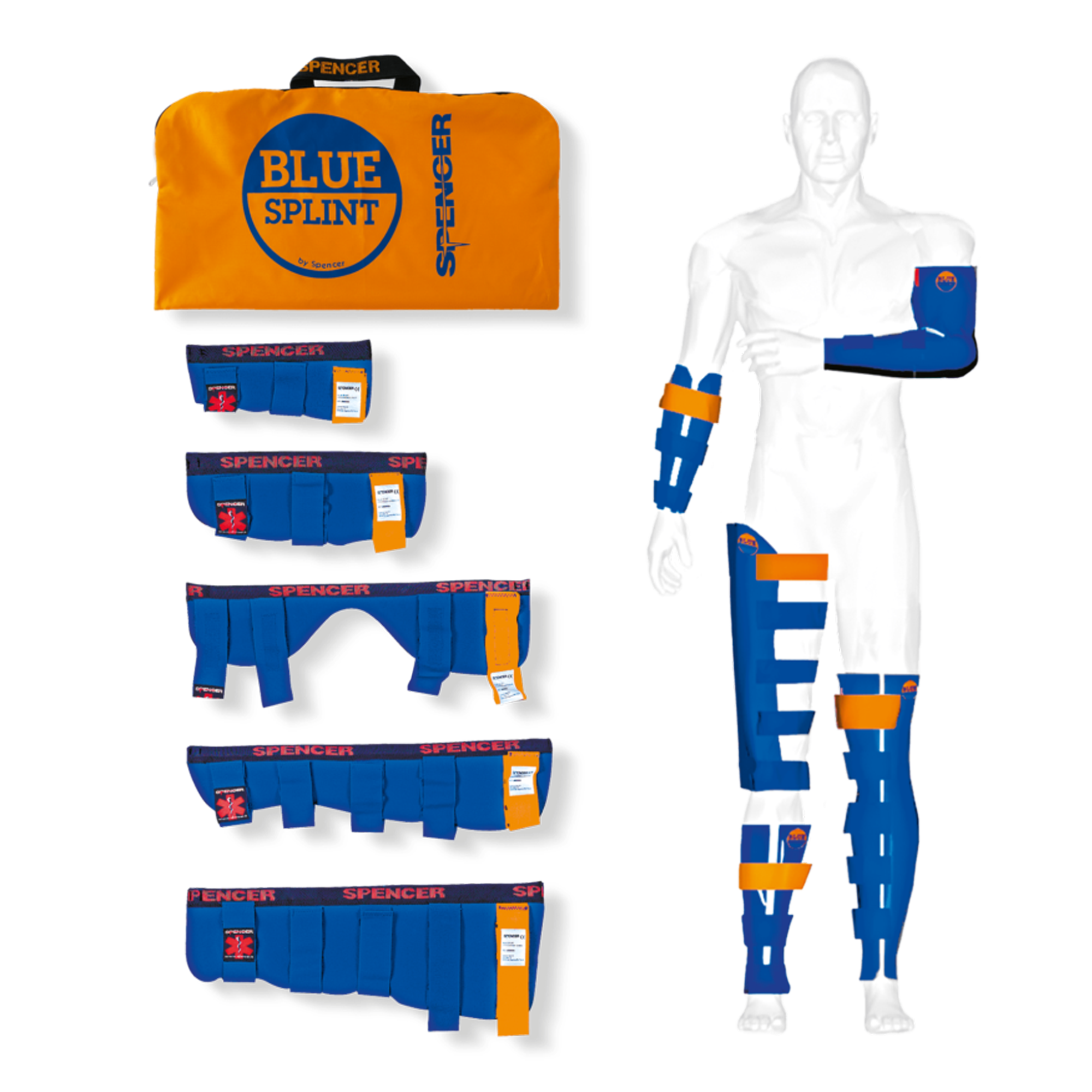 Blue Rocker Splint SPENCER® Rigid Blue Splint - 5 Piece Kit – Medscope