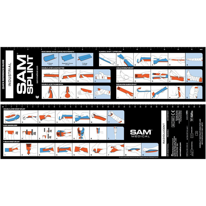 Light Gray SAM® Splint 4" 9.5cm x 4.6cm Finger - Orange & Blue