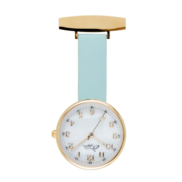 Annie Apple Nurses Fob Watch - Venus - Gold Mesh - Blue Leather - 35mm