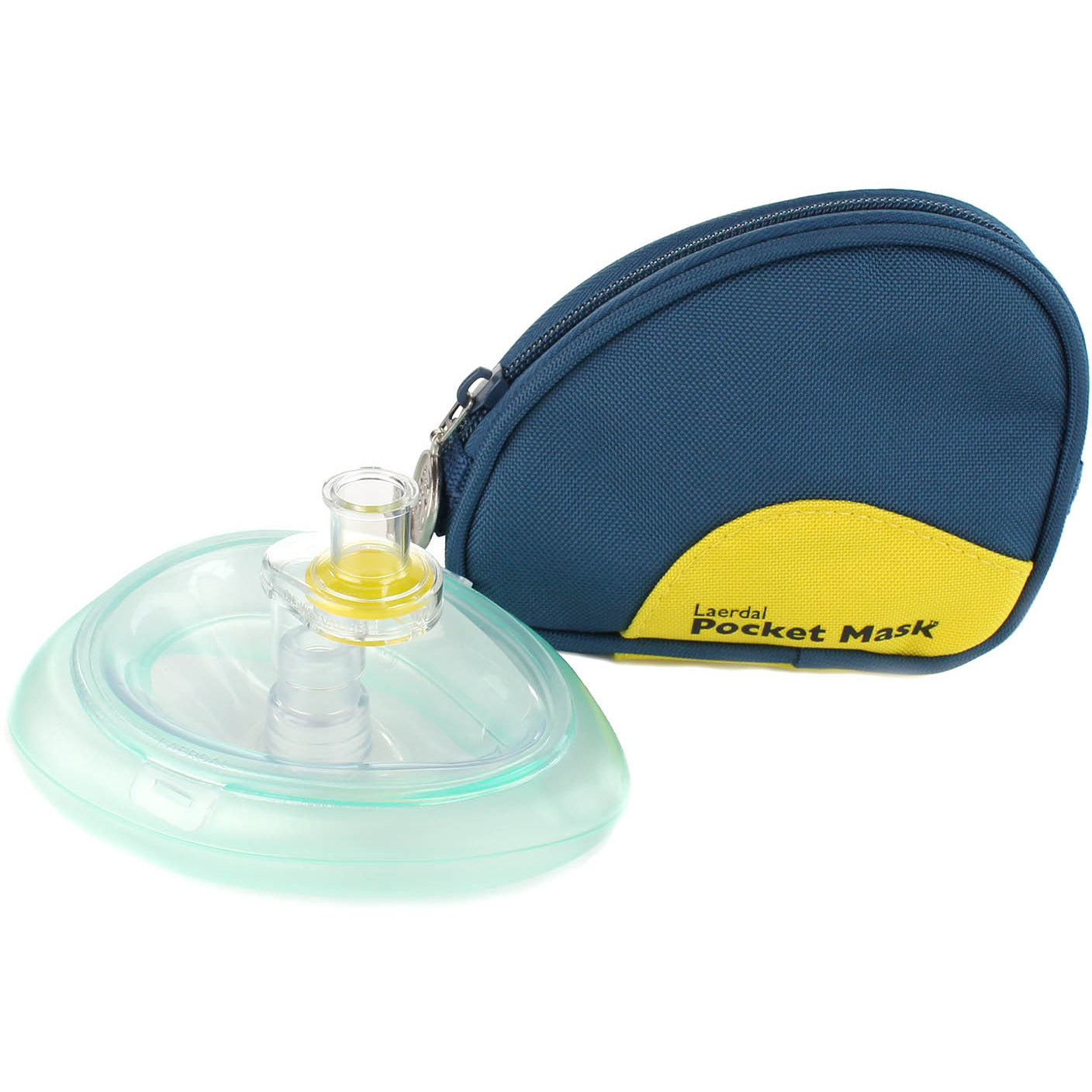 Light Gray Laerdal Pocket Mask in Soft Pouch Blue with Wipe and Gloves