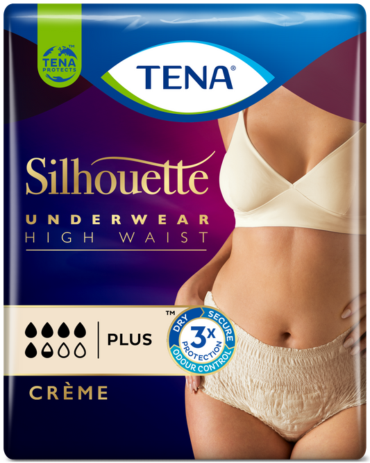 TENA Lady Silhouette Pants - Plus - High Waist - Creme - Medium - Pack of 9 - 
