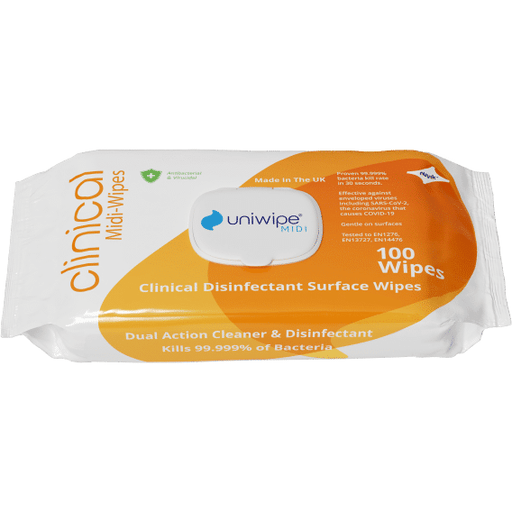 Goldenrod Uniwipe Clinical Disinfectant Midi-Wipes - Pack Of 100